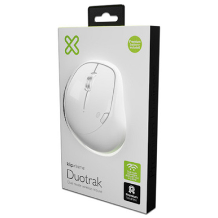 Mouse Inalámbrico Klip Xtreme Ergonómico Doble Conexión Bluetooth/2.4GHz Sensor Óptico 800/1200/1600 Blanco 2