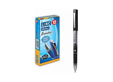 Boligrafo linc executive gel negro caja c/12 piezas