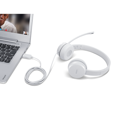 Diadema Alámbrica Lenovo 110 USB Color Nube Gris 3