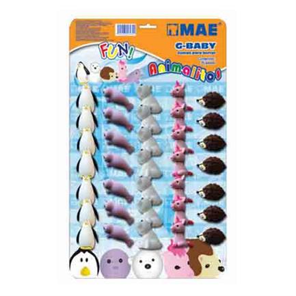 Goma mae figura animales bebes blister 35 piezas