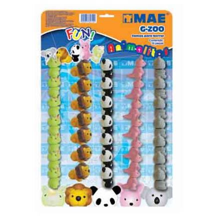 Goma mae figura animales zoo blister 35 piezas