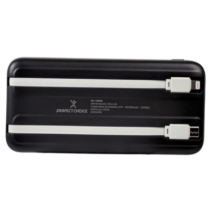 Power Bank Perfect Choice Carga Rápida 20000 mAh 22.5W 4 Puertos USB/A/C y Cable Integrado Tipo C y Lightning 2
