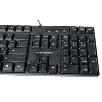 TECLADO ALAMBRICO PERFECT CHOICE ANTIDERRAME CONEXIoN USB NE 2