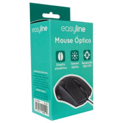 Mouse Easy Line Óptico Alámbrico USB 1200dpi Color Negro 4