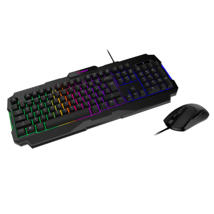 Kit Gamer Teclado y Mouse MSI FORGE GK100 Alámbrico USB Negro Español Membrana RGB