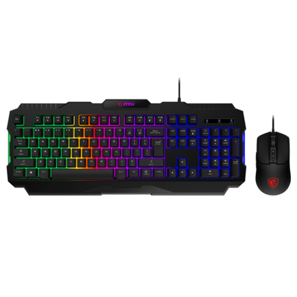 Kit Gamer Teclado y Mouse MSI FORGE GK100 Alámbrico USB Negro Español Membrana RGB 5