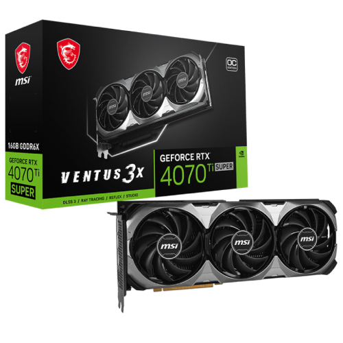 Tarjeta de Video MSI Ventus GeForce RTX4070TI OC Super 16GB Triple Fan GDDR6X PCIe 4.0 1xHDMI 3xDP