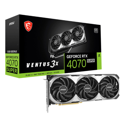 Tarjeta de Video MSI Ventus GeForce RTX4070 OC Super 12GB Triple Fan GDDR6X PCIe 4.0 1xHDMI 3xDP