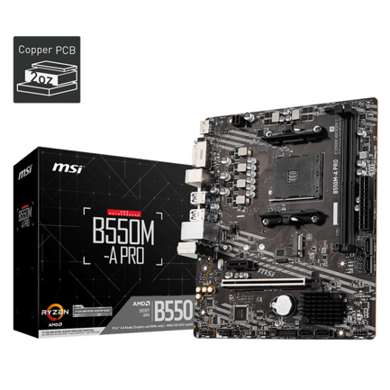 Tarjeta Madre MSI B550M-A PRO Micro-ATX Socket AM4 AMD B550 64GB DDR4 HDMI para AMD 3