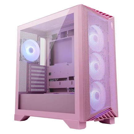 Gabinete MSI MPG GUNGNIR 212R PZ PINK Torre Media ATX 4 Ventiladores RGB Vidrio Templado Rosa 5