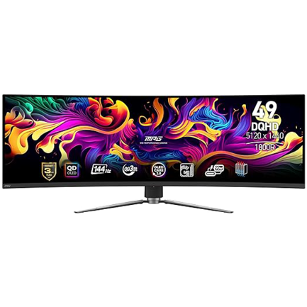 MONITOR LED MSI 49 PULGADAS MPG 491CQP QD-OLED 5120X1440 DQHD CURVO 144 HZ .03MS 2 HDMI 1DP 1 TIPO C