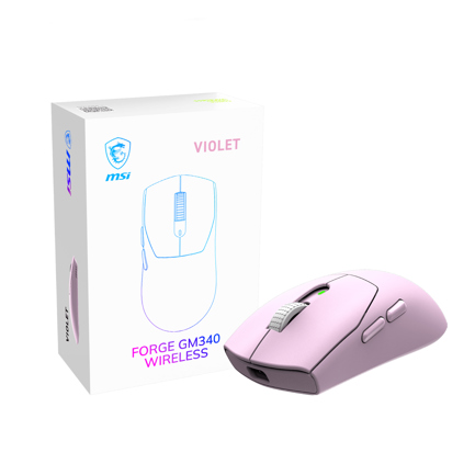 Mouse MSI Forge GM340 W Violet Wireless 2.4GHz 12000 DPI 6 Botones Violeta 2