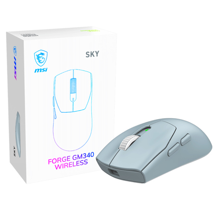 Mouse MSI Forge GM340 W Sky Wireless BT 2.4GHz 12000 DPI 6 Botones Azul 2