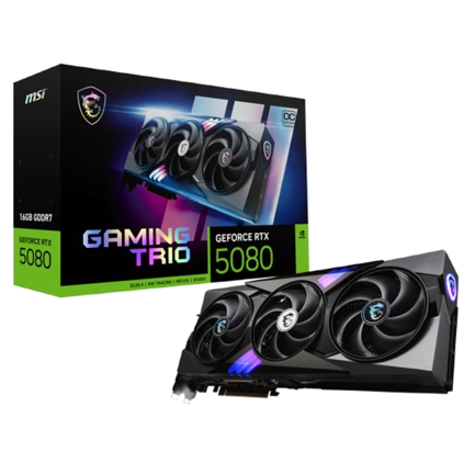 Tarjeta de Video MSI RTX 5080 NVIDIA GeForce GAMING TRIO OC 16GB 256-bit GDDR7 PCI Express x16 5.0 3
