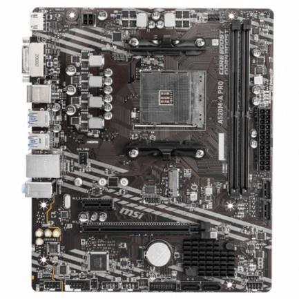 Tarjeta madre msi a520m-a pro amd s-am4 ryzen 5ta generación 2xddr4 4600 64gb m.2 sata-pcie hdmi/dvi/usb/audio matx