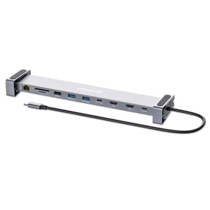 Docking USB-C Manhattan 10 ptos con MST 2xHDMI 3xUSB-A USB-C USB-C PD RJ45 SD-micro SD