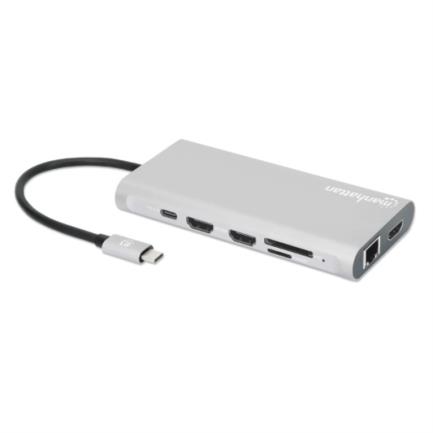 Docking Manhattan USB-C para Triple Monitor HDMI/USB-C/PD/SD/micro SD 2