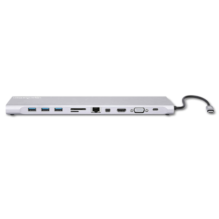 Docking Manhattan USB-C 11 Puertos HDMI/Mini DP/VGA USB-C PD/3xUSBv3.2 Red/Audio/SD/micro SD
