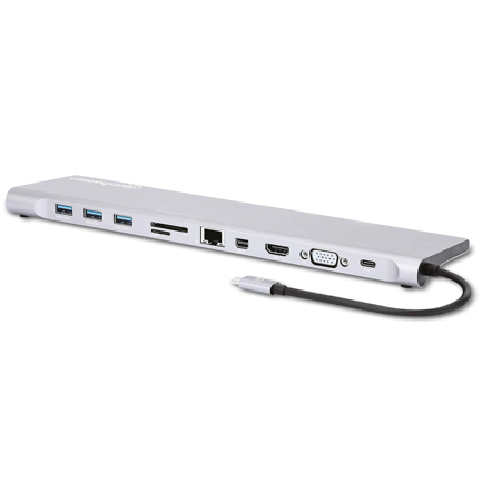 Docking Manhattan USB-C 11 Puertos HDMI/Mini DP/VGA USB-C PD/3xUSBv3.2 Red/Audio/SD/micro SD 6