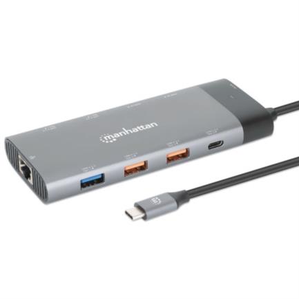 Docking Manhattan USB-C 10 Puertos 2xHDMI 5xUSB-A US 2