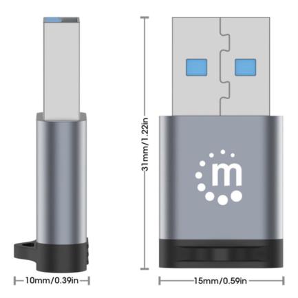 Adaptador USB-C V3.2 Gen1 AM-CH 5Gbps 3A Aluminio Gris Espacial/Negro 3
