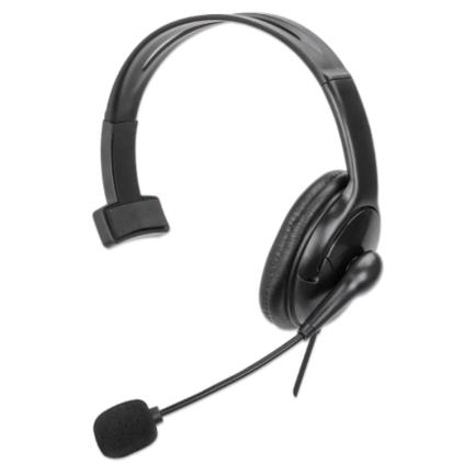 Audífono Manhattan Monoaurales USB con Micrófono Reversible Color Negro