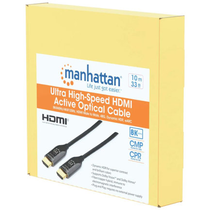 Cable Manhattan HDMI 2.1 Fibra Optica 10M 8ka60Hz Certificado