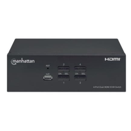 Switch Manhattan MUX KVM HMDI Doble Monitor Resolución Hasta 4K Incluye Cables HDMI/USB-B/Audio a USB-A 1.8m