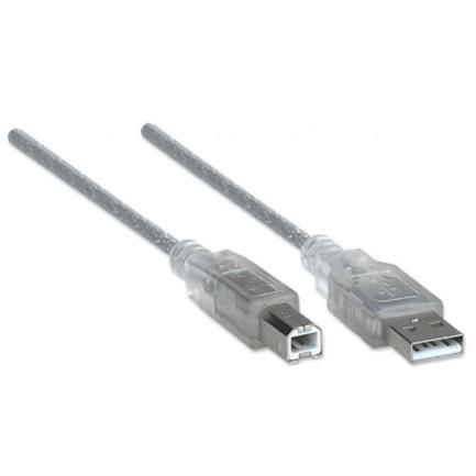 Cable Manhattan USB A-B 2.0 Alta Velocidad 4.5m Color Plata 3