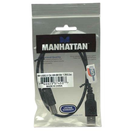 Cable Manhattan USB-B 2.0 Alta Velocidad 0.5m Color Negro 2