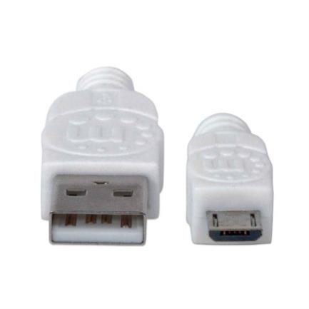 Cable Manhattan USB 2.0 A-M Micro-B Alta Velocidad 1.8m Color Blanco 2