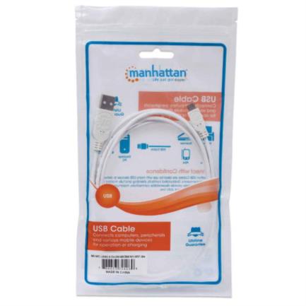 Cable Manhattan USB 2.0 A-M Micro-B Alta Velocidad 1.8m Color Blanco 3
