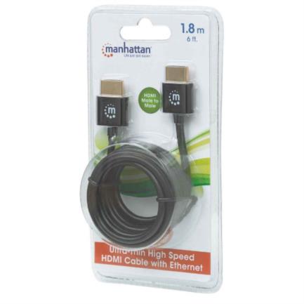 Cable Manhattan HDMI M-M Ultra Delgado Alta Velocidad con Ethernet 1.8m Color Negro 2