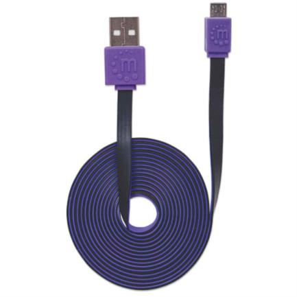 Cable Manhattan Plano Alta Velocidad Micro-B USB 1m Color Negro-Morado