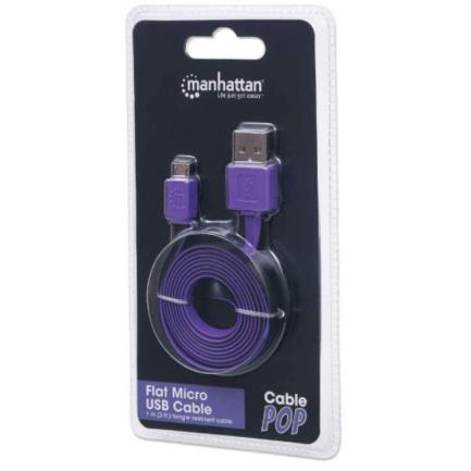 Cable Manhattan Plano Alta Velocidad Micro-B USB 1m Color Negro-Morado 2