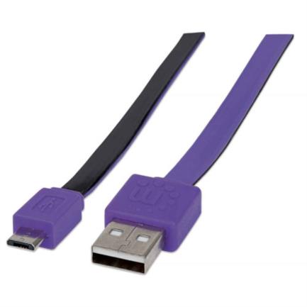 Cable Manhattan Plano Alta Velocidad Micro-B USB 1m Color Negro-Morado 3