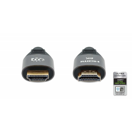 Cable Manhattan HDMI Certificado Ultra Alta Velocidad 8K a 60Hz/4K a 120Hz C/Ethernet 1m Color Negro