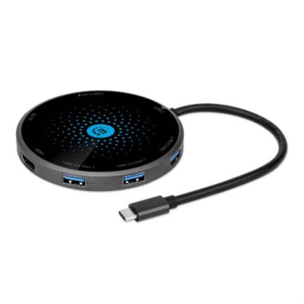 Docking Manhattan USB-C a HDMI USB-C PD 3xUSB-A Lector Tarjetas con Base Carga Inalámbrica 3