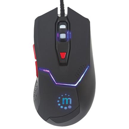 Mouse Manhattan Gaming Óptico LED USB 6 Botones Color Negro