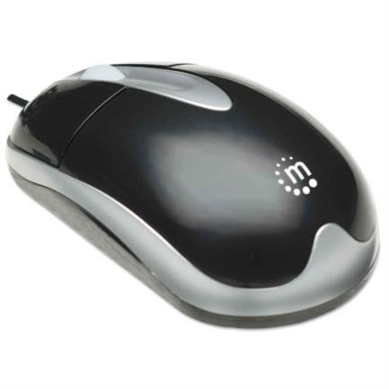 Mouse Manhattan Óptico Clásico MH3 USB 1000dpi Color Negro-Plata
