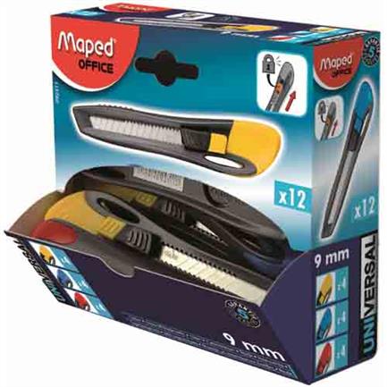 Cutter universal maped plástico 9mm caja c/12