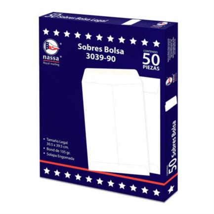 Sobre Bolsa Nassa Bond Blanco 3039 Ministro 30.5cm x 39.5cm Empaque 8-50/400