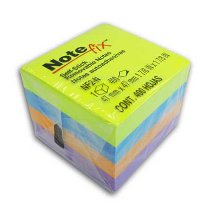 Cubo notas 3m adhesivas note fix neon 0.05m c/400 hojas