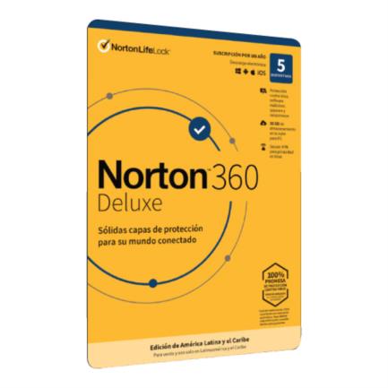 Licencia Antivirus ESD Norton 360 Deluxe 1 Año 5 Dispositivos