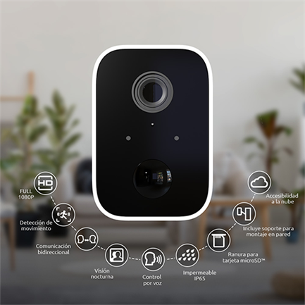 Camara de Vigilancia Inteligente Nexxt Home NHC-0604 para Exterior e Interior WiFi con Bateria Inalambricaa Bl