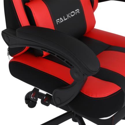 Silla Gamer Nextep Ergonomica Falkor Masaje Lumbar y Reposa Pies Color Rojo/Negro 3