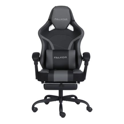 Silla Gamer Nextep Ergonomica Falkor Masaje Lumbar y Reposa Pies Color Gris/Negro 6