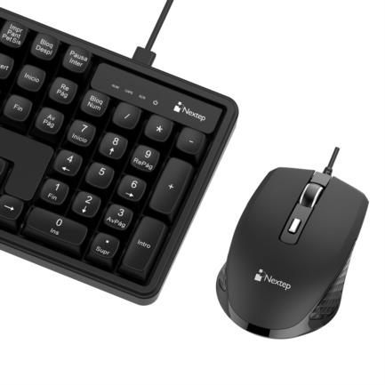 Teclado y Mouse Nextep Pro Alambrico Operacion Silenciosa USB 2