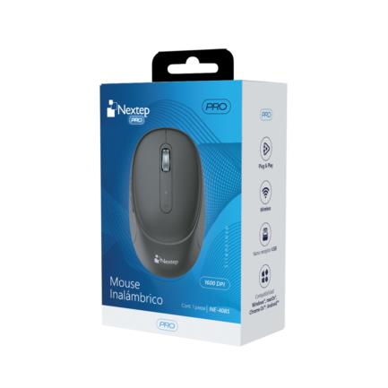Mouse Nextep Pro Inalambrico Silencioso 1600 Dpi Usb Color Negro Bateria Incluida 4