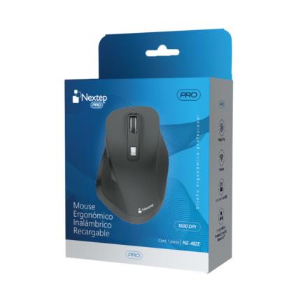 Mouse Nextep Ergonomico Pro 1600 Dpi Silencioso Inalambrico Recargable 7